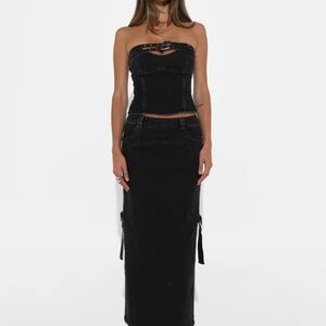 BY.DYLN Immy Maxi Denim Skirt Size XS